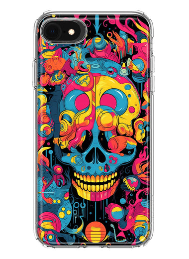 Apple iPhone SE 2nd 3rd Generation Psychedelic Trippy Death Skull Pop Art Hybrid Protective Phone Case Cover