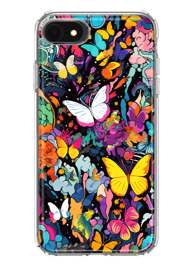 Apple iPhone SE 2nd 3rd Generation Psychedelic Trippy Butterflies Pop Art Hybrid Protective Phone Case Cover