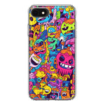 Apple iPhone SE 2nd 3rd Generation Psychedelic Trippy Happy Characters Pop Art Hybrid Protective Phone Case Cover