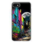 Apple iPhone SE 2nd 3rd Generation Urban City Full Moon Graffiti Painting Art Hybrid Protective Phone Case Cover