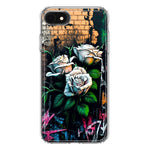 Apple iPhone SE 2nd 3rd Generation White Roses Graffiti Wall Art Painting Hybrid Protective Phone Case Cover