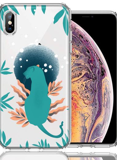 Apple iPhone XS Max Moon Green Jaguar Design Double Layer Phone Case Cover