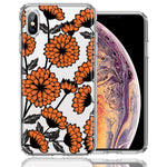 Apple iPhone XS Max Orange Chrysanthemum Flowers Design Double Layer Phone Case Cover