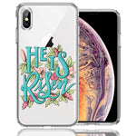 Apple iPhone XS Max He Is Risen Text Easter Jesus Christian Flowers Double Layer Phone Case Cover