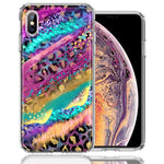 Apple iPhone XS Max Leopard Paint Colorful Beautiful Abstract Milkyway Double Layer Phone Case Cover