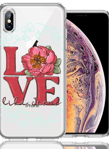 Apple iPhone XS/X Love Like Jesus Flower Text Christian Double Layer Phone Case Cover