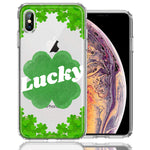 Apple iPhone XS Max Lucky St Patrick's Day Shamrock Green Clovers Double Layer Phone Case Cover