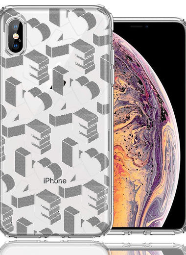 Apple iPhone XS/X 3D Love Letters Hearts Valentine's Day Double Layer Phone Case Cover