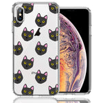Apple iPhone XS Max Black Cat Polkadots Design Double Layer Phone Case Cover