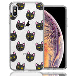 Apple iPhone XS/X Black Cat Polkadots Design Double Layer Phone Case Cover