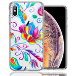 For Apple iPhone XR Bright Colors Rainbow Water Lilly Floral Phone Case Cover