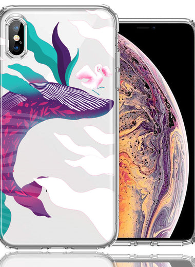 Apple iPhone XS Max Mystic Floral Whale Design Double Layer Phone Case Cover