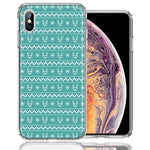 Apple iPhone XS Max Teal Christmas Reindeer Pattern Design Double Layer Phone Case Cover