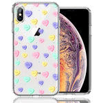 Apple iPhone XS Max Valentine's Day Heart Candies Polkadots Design Double Layer Phone Case Cover