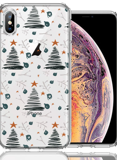 Apple iPhone XS/X Holiday Christmas Trees Design Double Layer Phone Case Cover