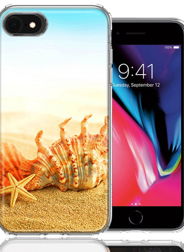 Apple iPhone 7/8/SE Beach Shell Design Double Layer Phone Case Cover