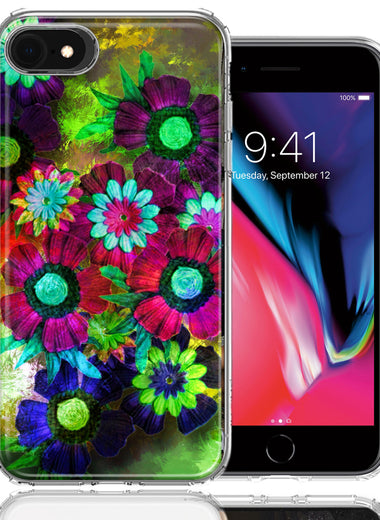 Apple iPhone 7/8/SE Colorful Daisies Design Double Layer Phone Case Cover