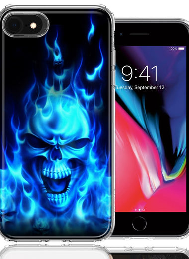 Apple iPhone 7/8/SE Flaming Skull Design Double Layer Phone Case Cover