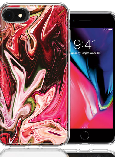 Apple iPhone 7/8/SE Pink Abstract Design Double Layer Phone Case Cover