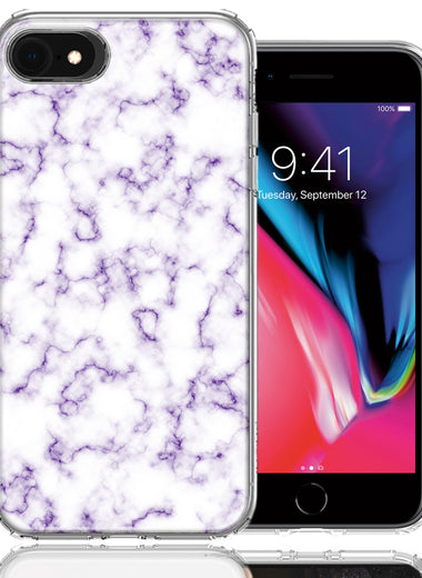 Apple iPhone 7/8/SE Purple Marble Design Double Layer Phone Case Cover