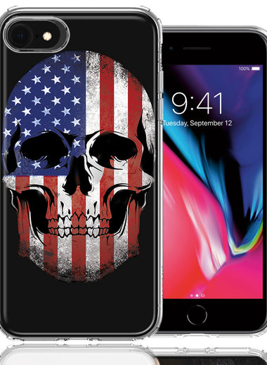 Apple iPhone 7/8/SE US Flag Skull Double Layer Phone Case Cover