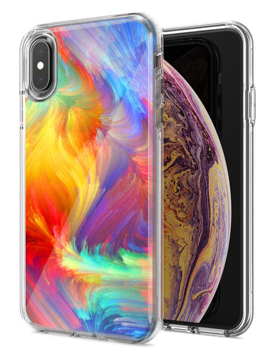 Apple iPhone XR Feather Paint Design Double Layer Phone Case Cover