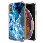 Apple iPhone XR Deep Blue Ocean Waves Design Double Layer Phone Case Cover