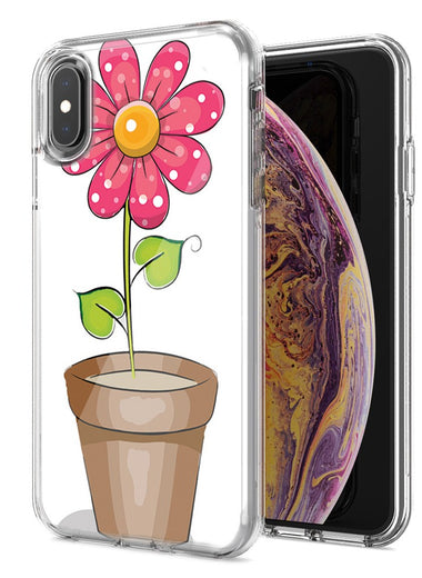 Apple iPhone XR Pink Daisy Design Double Layer Phone Case Cover