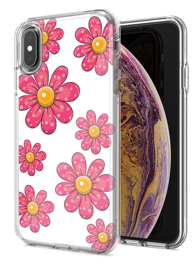 Apple iPhone XR Pink Daisy Flower Design Double Layer Phone Case Cover