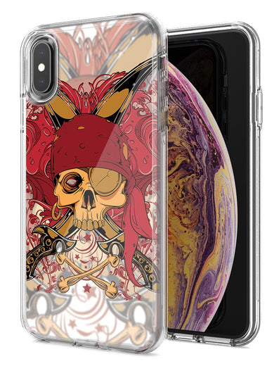Apple iPhone XR Red Pirate Skull Design Double Layer Phone Case Cover