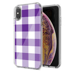 Apple iPhone XR Purple Plaid Design Double Layer Phone Case Cover