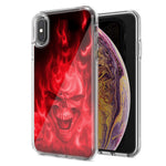 Apple iPhone XR Red Flaming Skull Design Double Layer Phone Case Cover