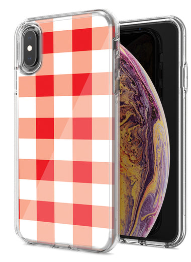 Apple iPhone XR Red Plaid Design Double Layer Phone Case Cover