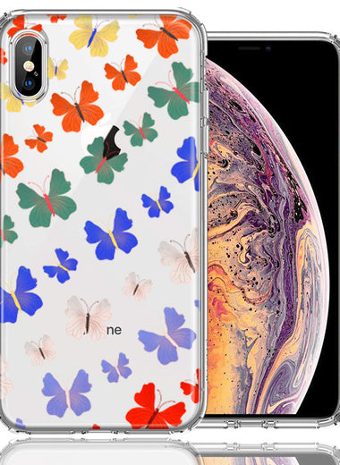 Apple iPhone XS/X Colorful Butterflies Design Double Layer Phone Case Cover