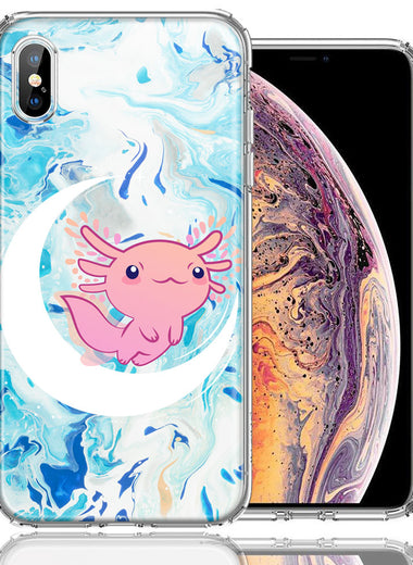 Apple iPhone XS/X Pink Axolotl Moon Mable Design Double Layer Phone Case Cover