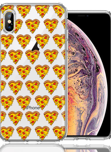 Apple iPhone XS Max Pizza Hearts Polka dots Design Double Layer Phone Case Cover