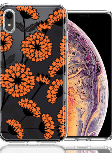 Apple iPhone XR Orange Chrysanthemum Flowers Design Double Layer Phone Case Cover