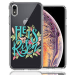 Apple iPhone XR He Is Risen Text Easter Jesus Christian Flowers Double Layer Phone Case Cover