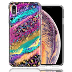 Apple iPhone XR Leopard Paint Colorful Beautiful Abstract Milkyway Double Layer Phone Case Cover