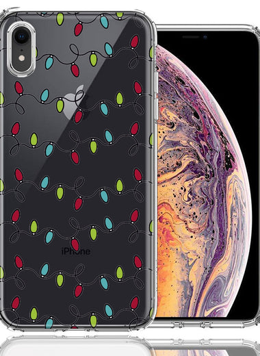 Apple iPhone XR Vintage Christmas Lights Design Double Layer Phone Case Cover