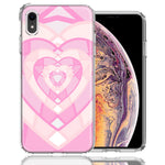 Apple iPhone XR Pink Gem Hearts Design Double Layer Phone Case Cover