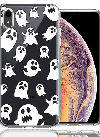 Apple iPhone XR Halloween Spooky Ghost Design Double Layer Phone Case Cover