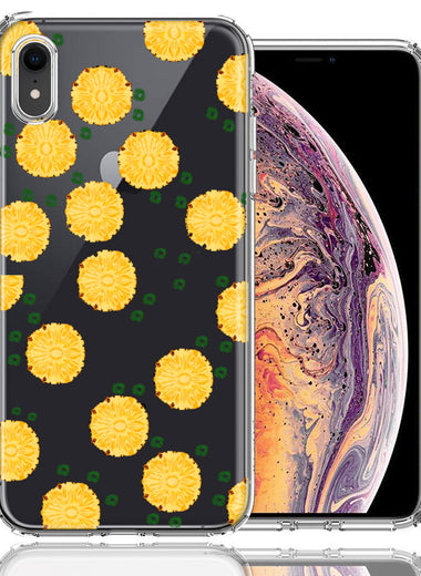 Apple iPhone XR Tropical Pineapples Polkadots Design Double Layer Phone Case Cover