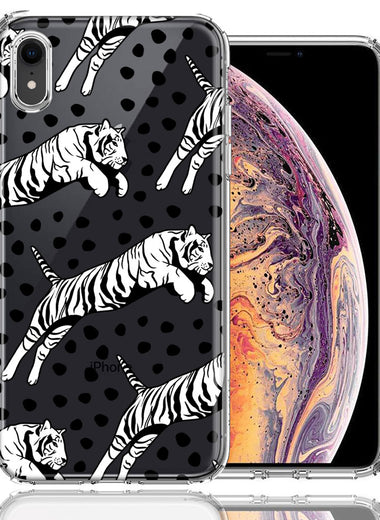 Apple iPhone XR Tiger Polkadots Design Double Layer Phone Case Cover