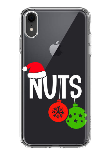 Apple iPhone XR Christmas Funny Couples Chest Nuts Ornaments Hybrid Protective Phone Case Cover