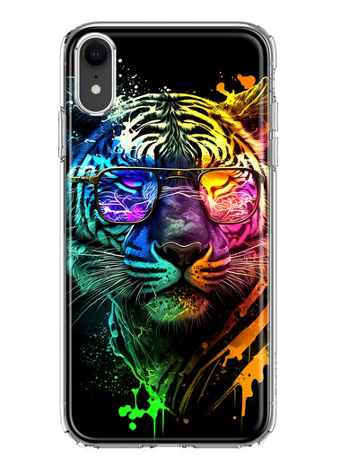 Apple iPhone XR Neon Rainbow Swag Tiger Hybrid Protective Phone Case Cover