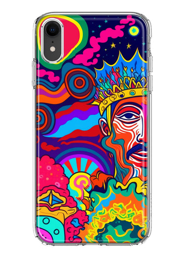 Apple iPhone XR Neon Rainbow Psychedelic Indie Hippie Indie King Hybrid Protective Phone Case Cover