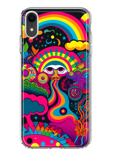 Apple iPhone XR Psychedelic Trippy Hippie Night Walk Hybrid Protective Phone Case Cover