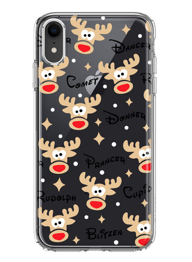 Apple iPhone XR Red Nose Reindeer Christmas Winter Holiday Hybrid Protective Phone Case Cover