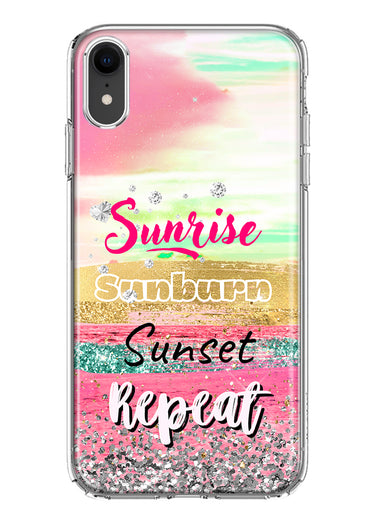 Apple iPhone XR Summer Brush Strokes Sunrise Sunburn Sunset Repeat Hybrid Protective Phone Case Cover